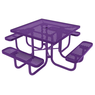 Table de pique-nique carrée de 117 cm (46 po), perforée, violette