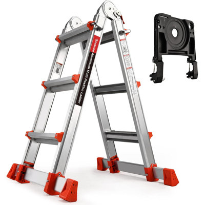 Échelle d'extension à 3 marches A Frame, échelle multi-positions 11 pi avec plateau à outils amovible et barre stabilisatrice, échelle télescopique d'une capacité de 330 lb pour le travail domestique et extérieur