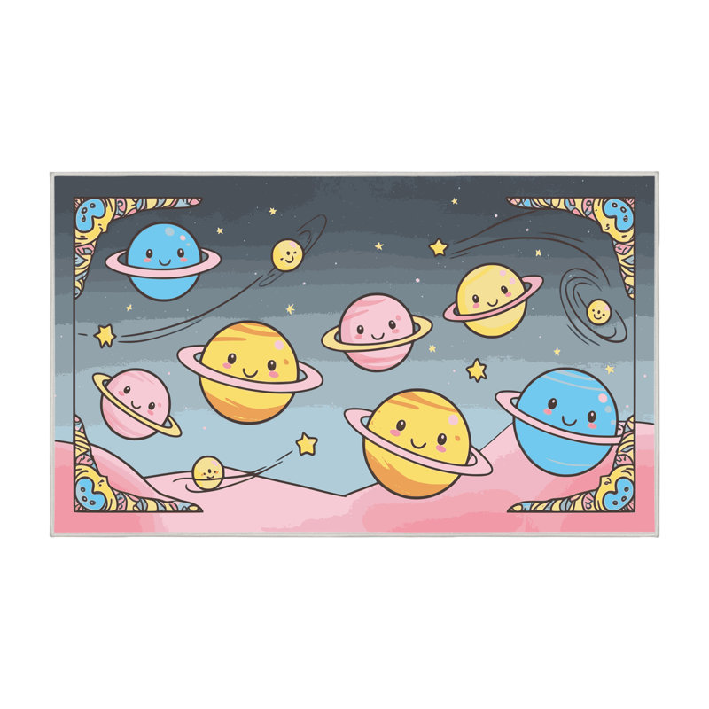 Tapis pour enfant Annalissa Space Planets Astronauts, Rectangulaire 2 pi x 3 pi