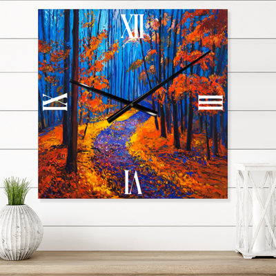Petite route à travers un paysage d'automne I horloge murale