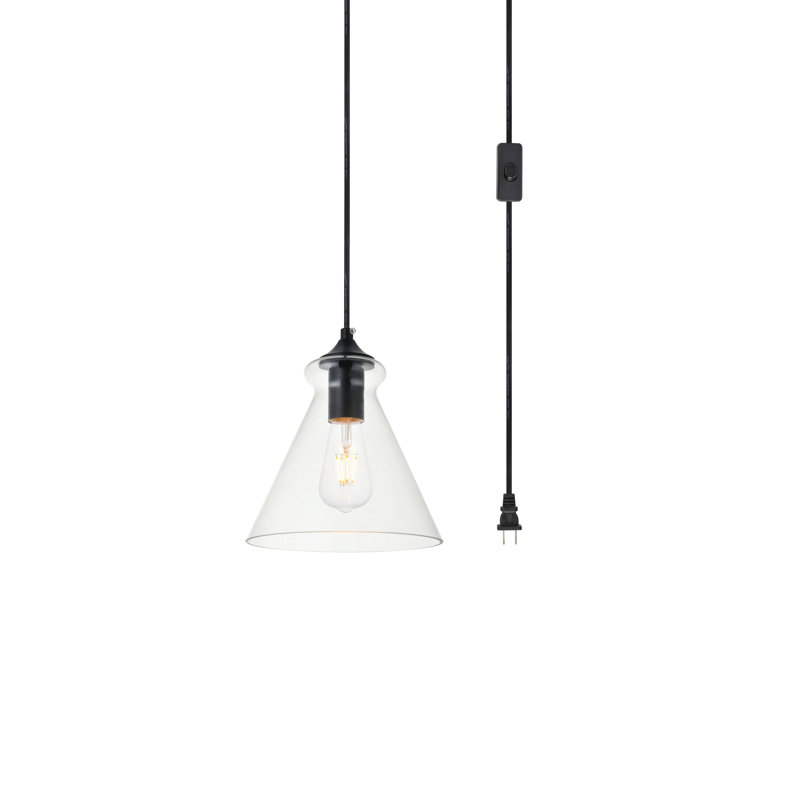 Luminaire suspendu en forme de cloche à 1 lumière Binson, Noir