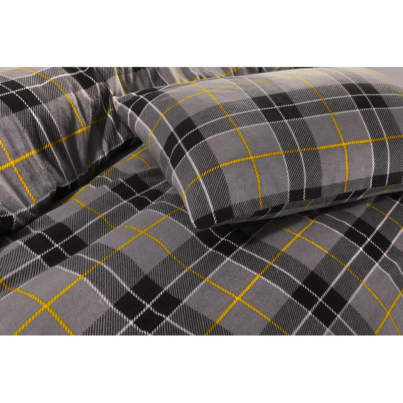 Check Argyle Duvet Cover with Pillowcases, Super King + 2 Standard Pillowcases, Grey