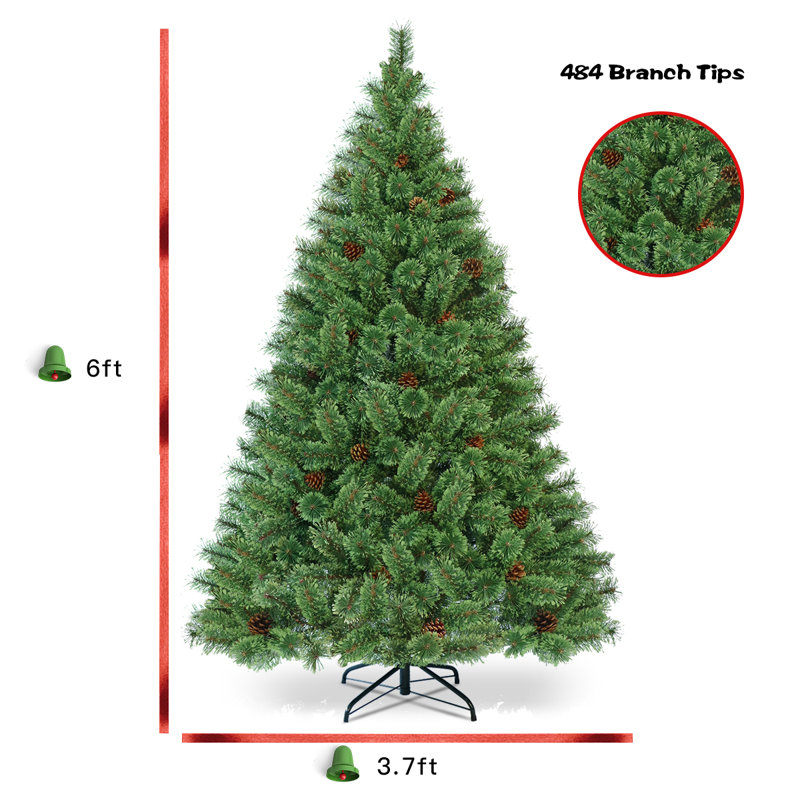 Arbre de Noël artificiel pin vert 6 pi avec 260 lumières claires / blanches