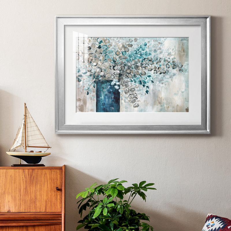 Eucalyptus - Peinture encadrée, H 18,5 po x l 24,5 po x P 1,5 po, Papier avec cadre argenté