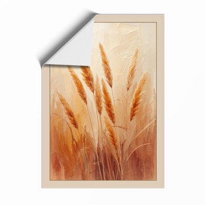 Golden Wheat Stalks Botanical - Framed Print