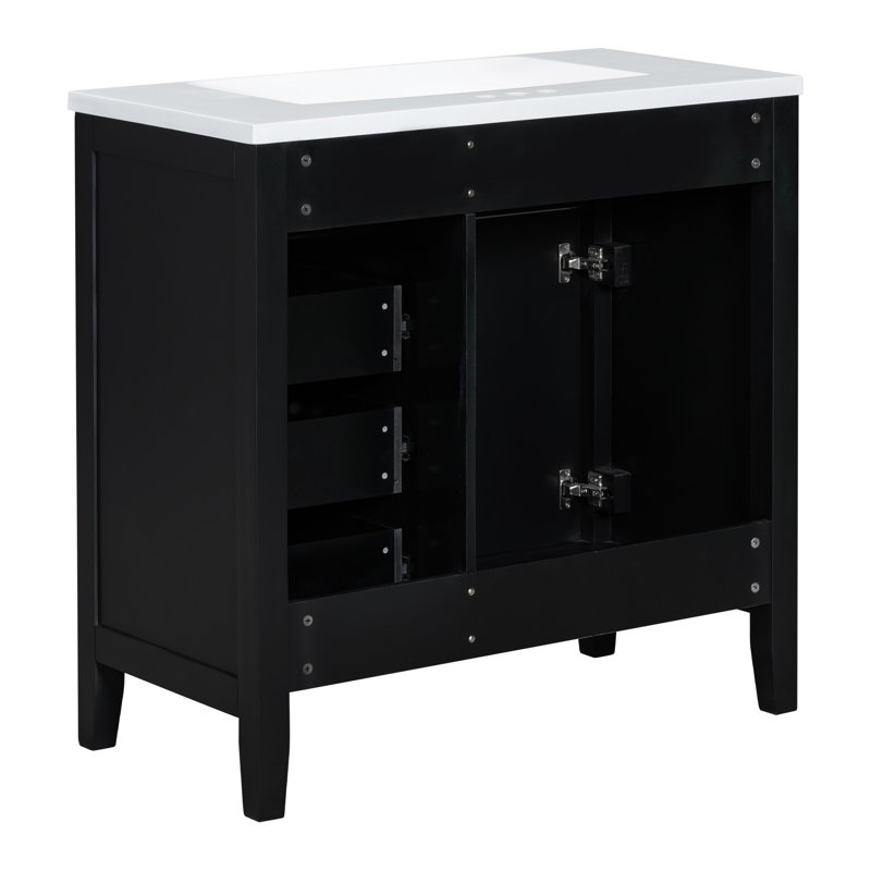 Meuble-lavabo élégant avec rangement spacieux et fabrication durable, Noir, noir, noir, noir