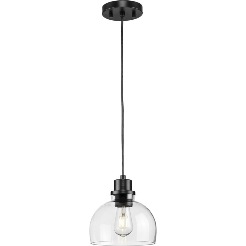 Walkerton 1 - Light Dome Pendant, Clear, Matte Black