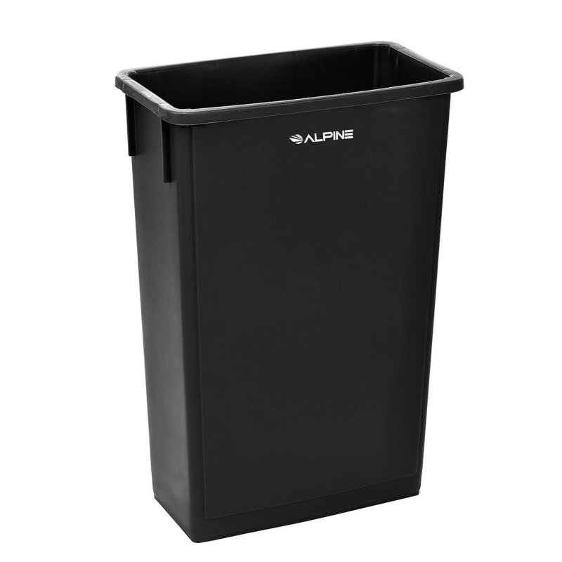 Black 23-Gallon Plastic Commercial Trash Can with Dolly