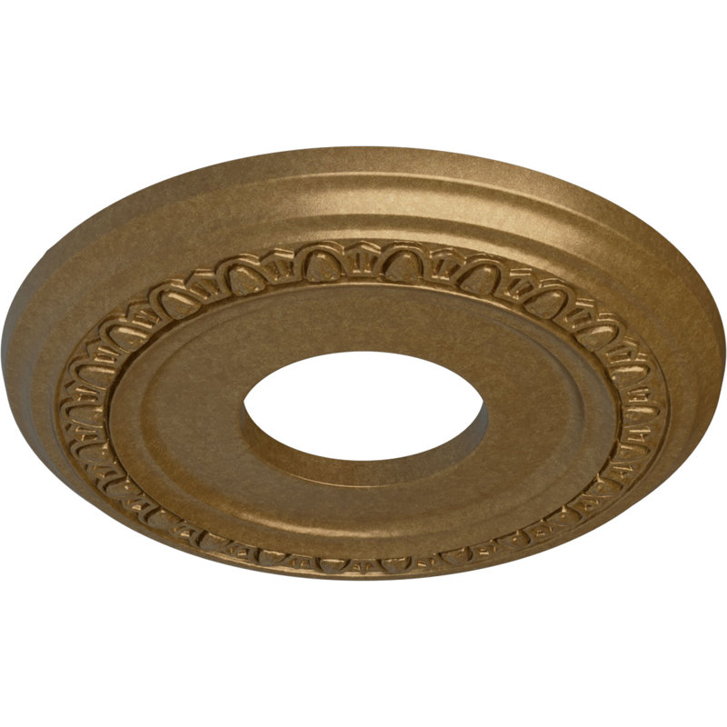 Médaillon de plafond Endurathane Jefferson, P 11 3/4 po x P 3/8 po (pour auvents jusqu'à 2 7/8 po), finition craquelée en pierre de château peinte à la main