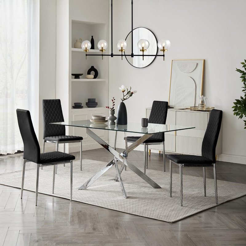 Deantonio 4 - Person Dining Set, Black