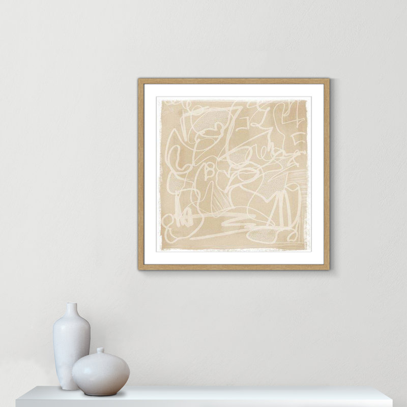 «Scribble Elegance» par Leah Straatsma, Boîte naturelle encadrée, H 27,5 po x l 27,5 po x P 1,25 po