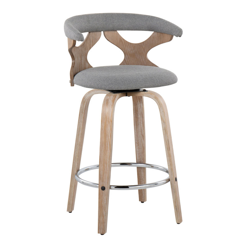 Contemporary Counter Stool, Gray Seat/Brown/Silver Frame