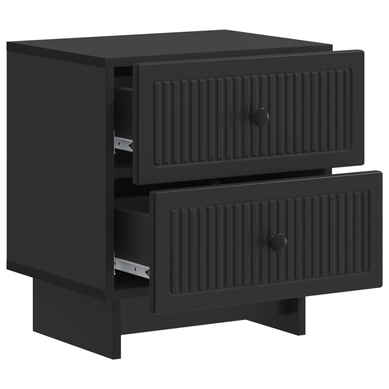 43cm W Manufactured Wood Bedside Table, Black