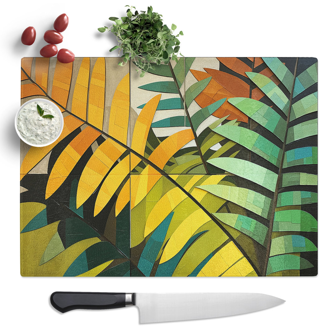 Fern Leaf Constructivism  Glass Chopping Board