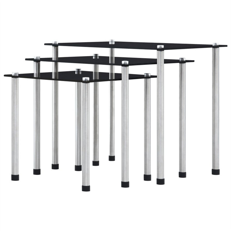 Letona Glass Top Nesting Tables, Black