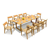 6 Seats 7 Pcs Grade-A Teak Wood Dining Set: 98" Sema Rectangle Table And 6 Amilo Stacking Arm Chairs #11AM3206