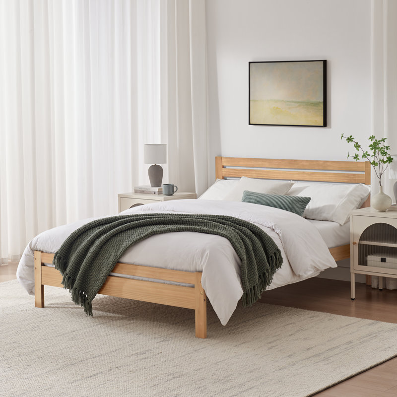 Aichele Solid Wood Bed, Natural Oak, Double (4'6)