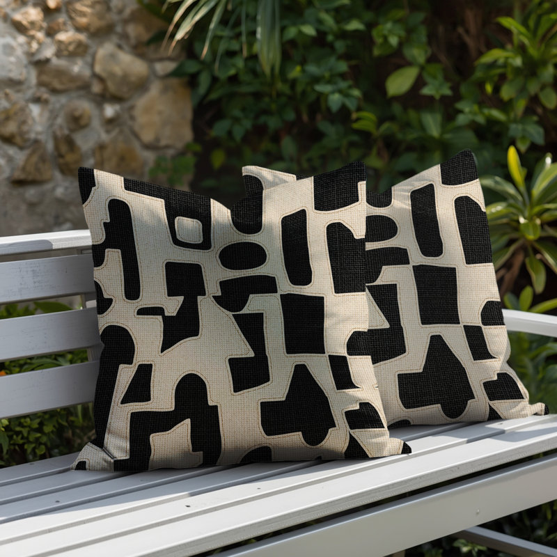 Coussin intérieur / extérieur réversible Jara, 18 x 18, Noir