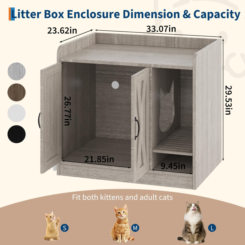 Enceinte cachée pour litière pour chat, White/Walnut