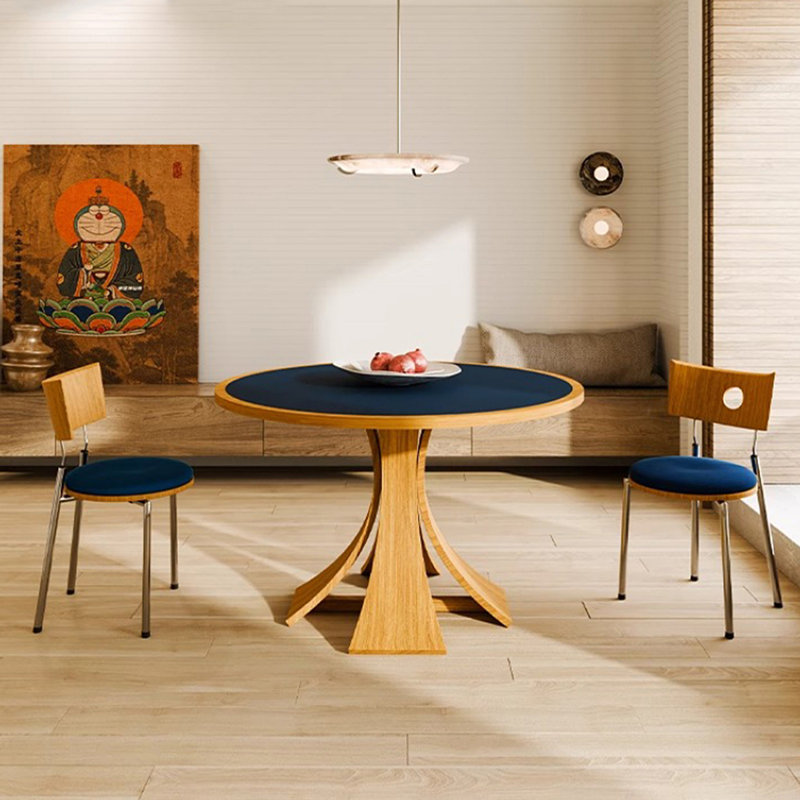 Table de salle à manger bleue et Burlywood, H 29,53 po x L 39,37 po x l 39,37 po