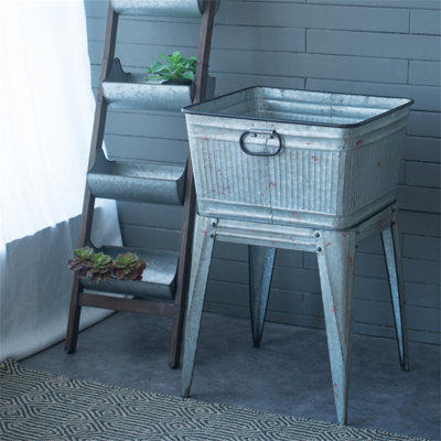 [large Galvanized Metal Tub]– 20.5x20.5x21" | Plant Pot/planter/ice Bucket | Rust-resistant Heavy-duty Storage​