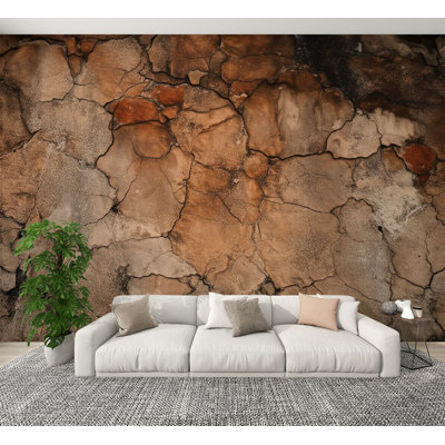 Peel and Stick Wallpaper Rustic Brown Stone Texture Natural Rock Patterns Wall Murals 100"H x 144"W Removable PVC Wall Paper Self-Adhesive Wall Decor for Bedroom Living Room Home Office