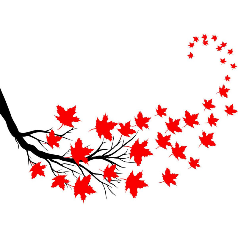 Ensemble de literie murales pour salle de salon 37 pièces en branches tree, Noir et rouge