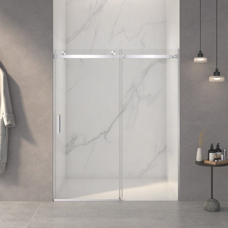 56-60"W X 72"H Frameless Sliding Shower Door,5/16" (8Mm) Thick SGCC Tempered Clear Glass,Double Side Easy Clean
