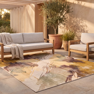 Tapis Summit2 moderne à poils courts, style aquarelle abstraite, vert cuivre, antidérapant, lavable, pour l'intérieur et l'extérieur, idéal pour le salon, la chambre, la salle à manger, l'entrée, le corridor ou le bureau. Motif aquarelle vieillie.