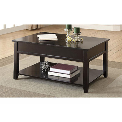 Table basse à plateau relevable avec 2 compartiments de rangement