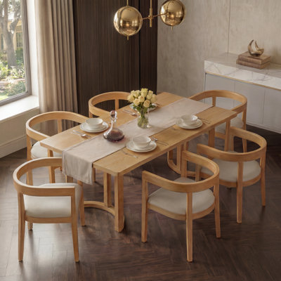 Ensemble de table de salle à manger 7 pièces avec 6 chaises rembourrées