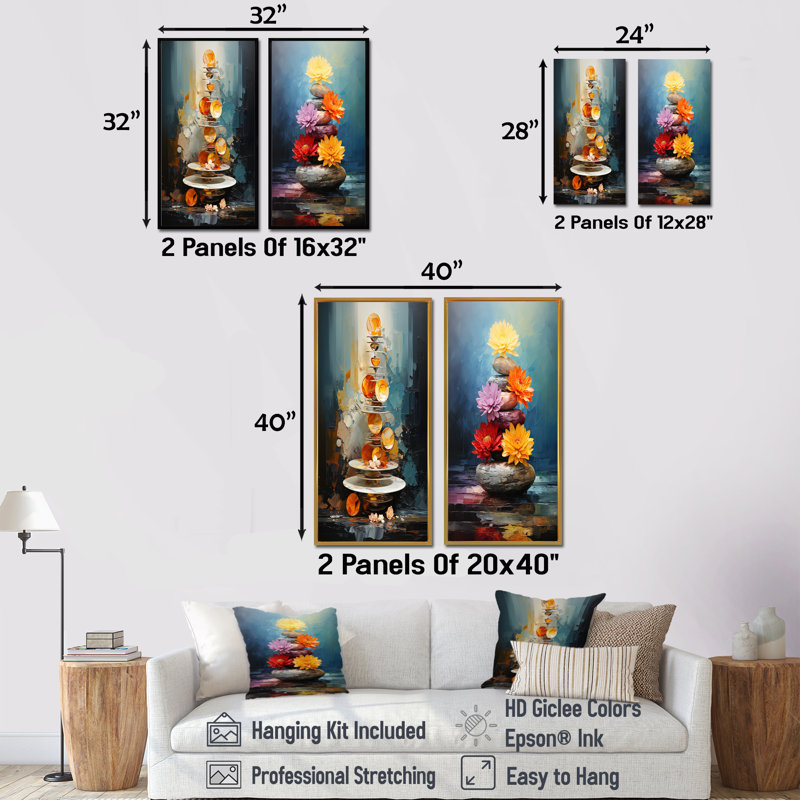 Spiritual Zen Balance Stone I - Ensemble de 2 impressions sur toile Spiritual Stone, H 28 po x l 25 po, Toile tendue