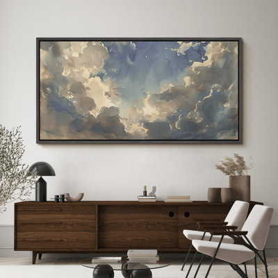 Clouds " Dynamic Blue Sky And Clouds Modern Art Relax Calm Artwork Warm Room Decor Extra Large Pictures "