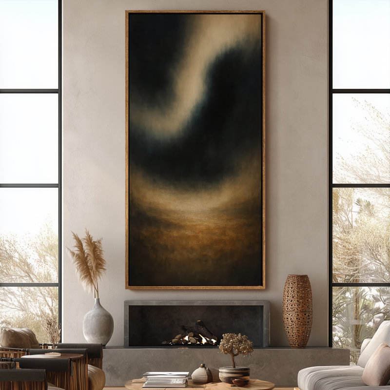 Très grand art mural rétro encadré pour art classique, H 60 po x l 30 po, Naturel