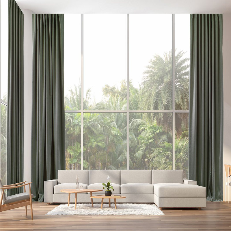 Room Darkening Single Curtain Panel, 130cm Width x 265cm Drop, Leaf Green