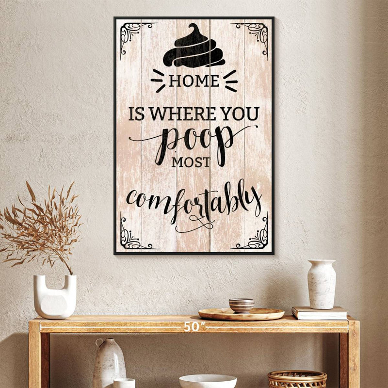 Home Poop Typographie, Cadre flottant noir, 27 po x 40 po
