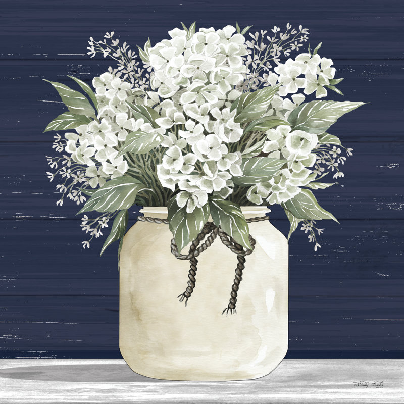 " White Flowers II " by Cindy Jacobs, 30" H x 30" W, No, Wrapped Canvas