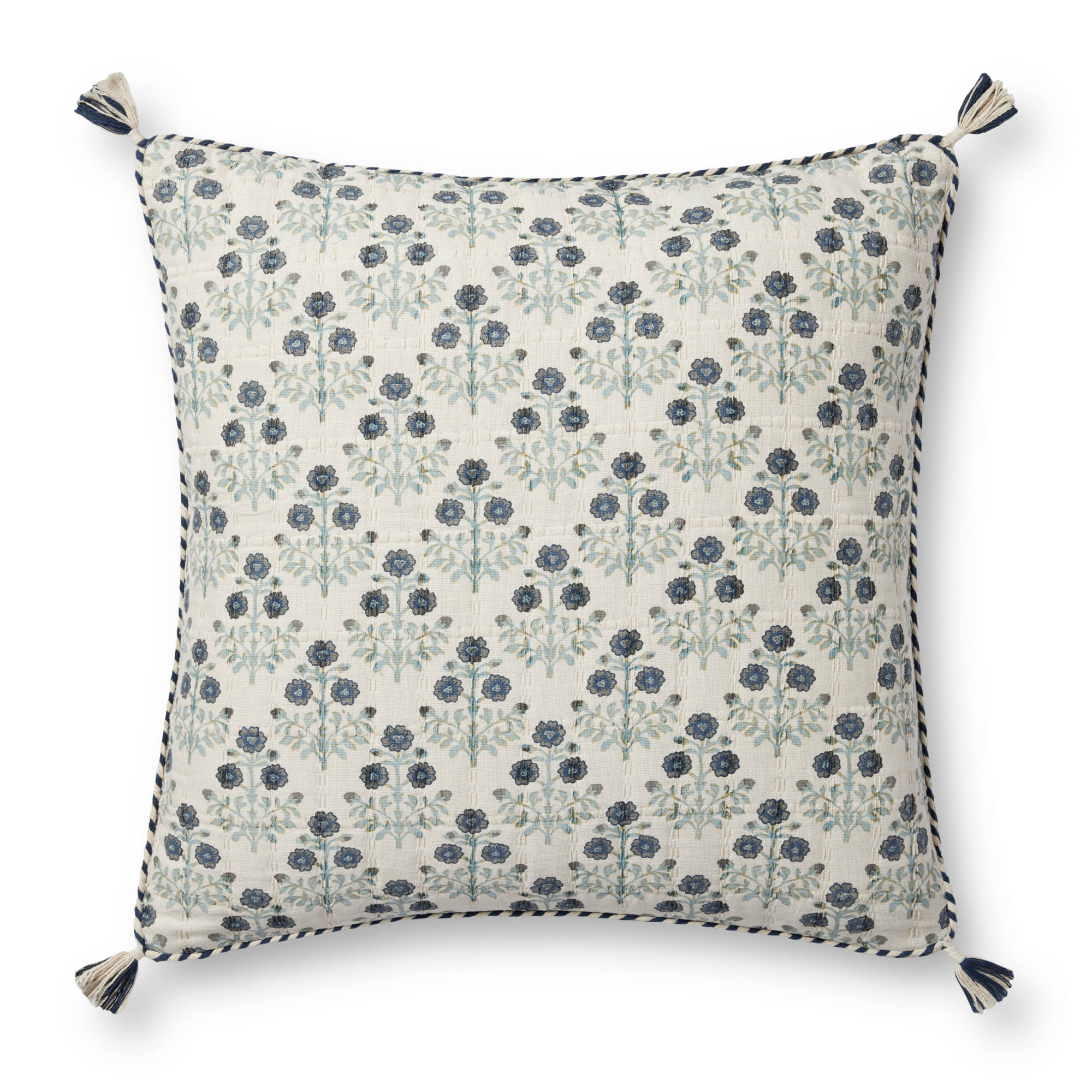 Tassels 100% Cotton Throw Pillow, Polyester/Polyfill