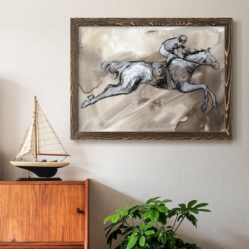 Off To The Races II, peinture sur toile encadrée, Noyer, H 22 po x l 32 po x P 1,5 po