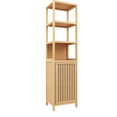 Armoire en lin naturel avec tablettes à 3 niveaux - grande et mince pour une porte à volet et une solution de rangement