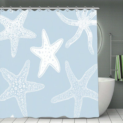 Starfish Coastal Shower Curtains, 71 X 71