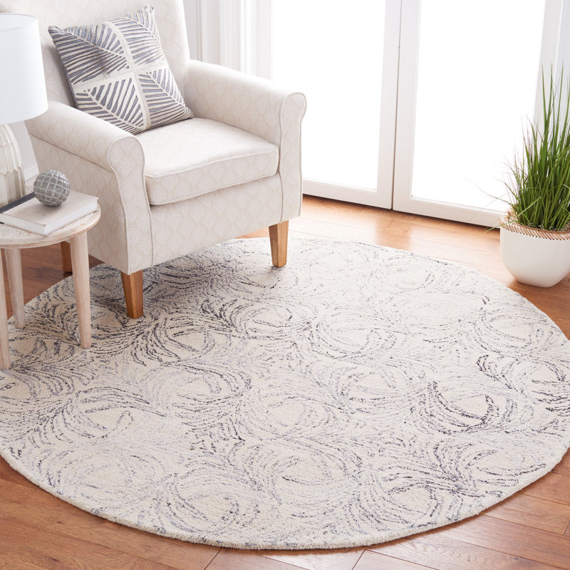Tapis floral touffeté à la main Jardin, Rond 6 pi