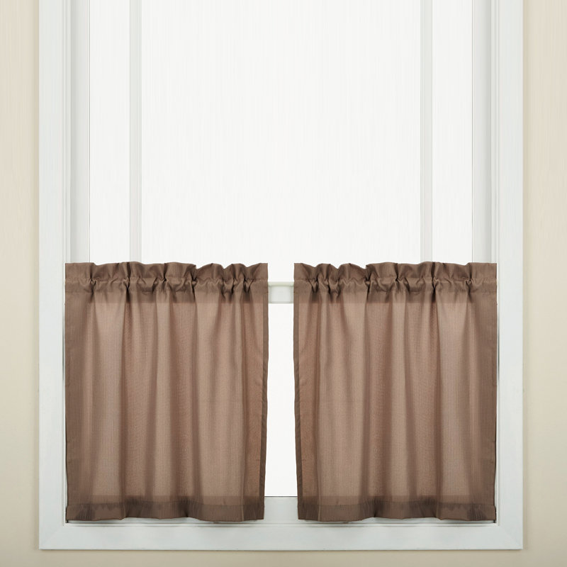 Ennis Kitchen Tier Cafe Curtains, 36" L x 54" W, Taupe