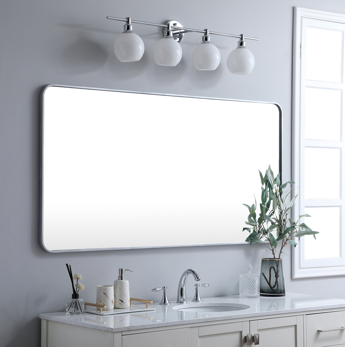Sabine 36" Accent Mirror, Silver, 60" x 30"