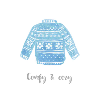" Cozy Blue Sweater " Painting Print