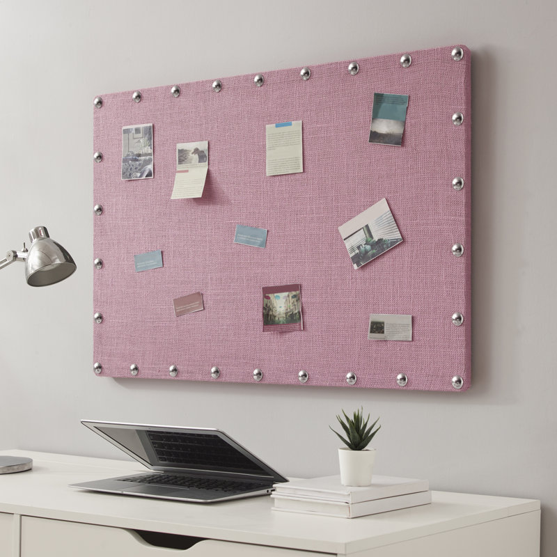 Magness Wall Mounted Burlap Bulletin Board, Pink