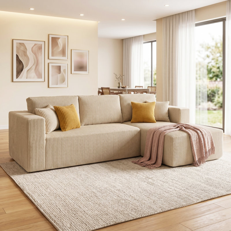Canapé modulaire Fogshire, Orienté à droite, Beige