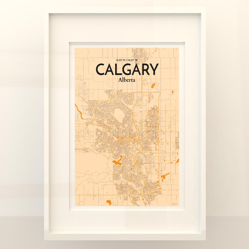 «Calgary City Map», impression rétro, H 27,6 po x l 19,7 po