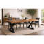 Table de salle à manger de 213 cm (84 po) en bois d'acacia massif à bords naturels avec piètement en X en métal noir