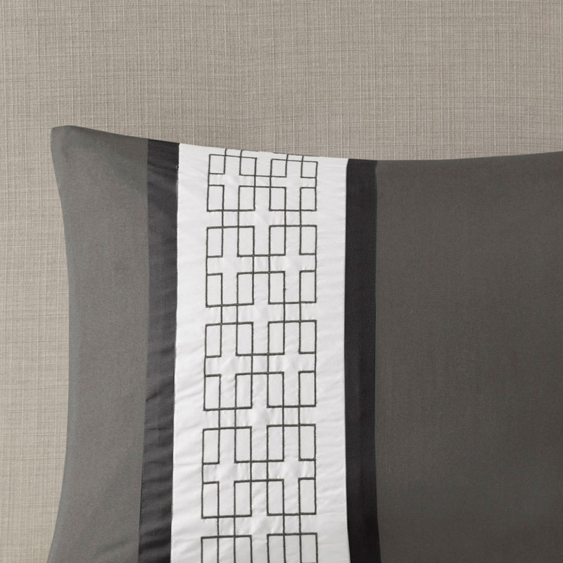 Ensemble d'édredon brodé 8 pièces gris foncé